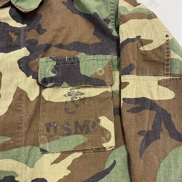 Vintage 80s USMC Camo Military Combat Shirt - Picture 2 of 3